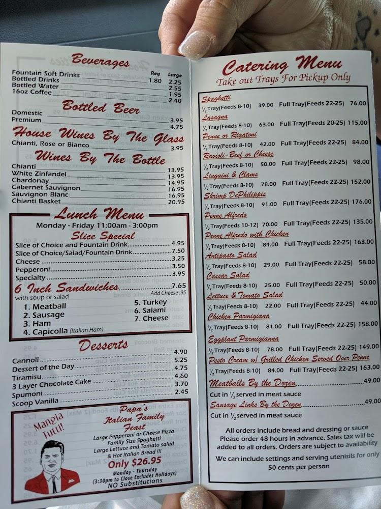 Papa's Pizza Grotto Menu image 4